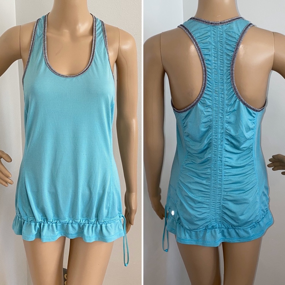 LULULEMON Turquoise Ruched Racerback Top - Picture 7 of 8